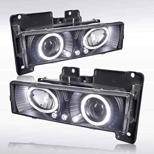 Autozensation Compatible with 1988-1998 Chevy Silverado 1988-1998 Chevy C/K1500/2500/3500 truck LED Headlights Black Sierra L + R Pair Headlamp