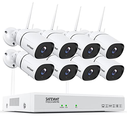 [3MP 2 Way Audio] Security Camera System Wireless,SAFEVANT 8 Channel Wireless Surveillance System with 8pcs 3MP IP Cameras Night Vision Motion Detection,WiFi Security Camera System