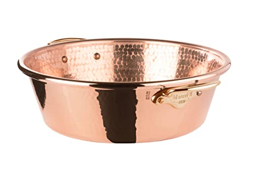 Mauviel 1830 M'Passion Hammered Copper Jam Pan With Bronze Handles, 14.4-qt, Made In France