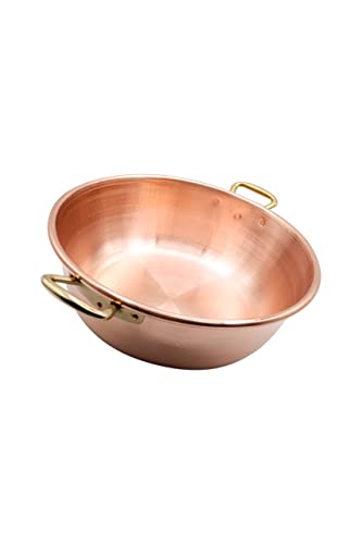 CREARTISTIC 100% Made in Italy - Copper Jam Pan  Diameter 14 Inches  6,7 Liters  Copper pan to make homemade jam  Pan with 2 handles  Handmade  Pure Copper  Hand hammered