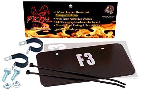 FERAL ATV Gear License Plate Kits (White or Black - Composite or Aluminum) Letters, Numbers and Hardware Included - ATV/UTV Personal License Plate - Side by Side Custom Number Kit (Black, Composite)