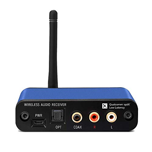 BluDento aptX HD Bluetooth 5.1 Audio Receiver, Built-in Burr Brown DAC for Analog L/R RCA Output, Enhanced Range, True Hi-Fi, Digital Coaxial & Optical Outputs