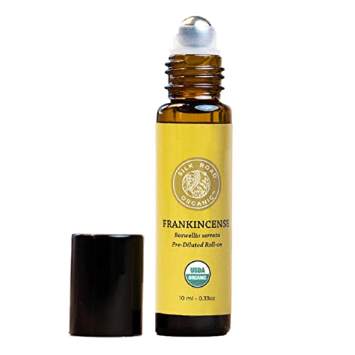 Organic Frankincense Serrata Essential Oil Roll On, 100% Pure USDA Certified Aromatherapy - 10 ml Roller by Silk Road Organic - Always Pure, Always Organic