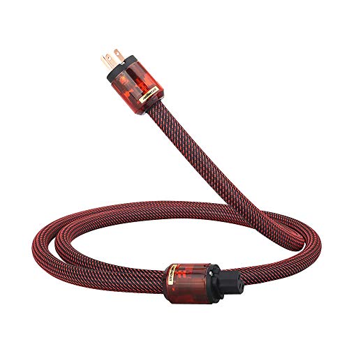 Audiocrast HPC01 HiFi Power Cable 10AWG 125V 15A, Audiophile Power Cord - Braided Sleeve, OFC Copper Shielding, OD:17MM, US+IEC Power Plug (4.9FT/1.5M)