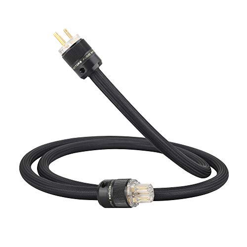 Audiocrast HiFi Power Cable, Hi-End Braided Sleeve Amplifier Power Cord Guage-10AWG OD 17MM, Audiophile High-End AC Power Cable Wire with Gold US Plug+IEC320 C13 Connector (3.3FT/1M)