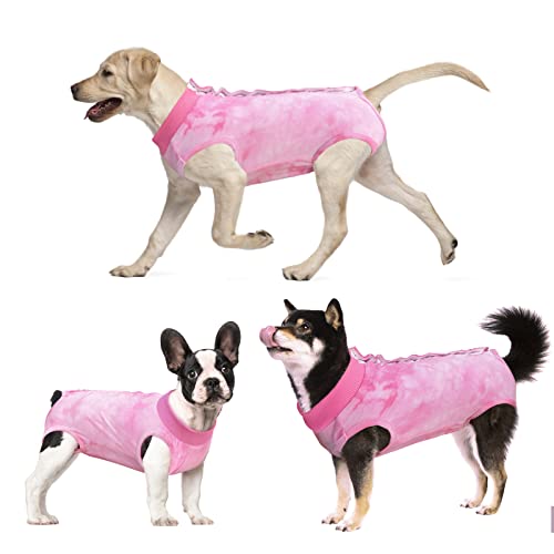 Dog Surgery Recovery Suit, Tie Dye Pet Surgical Suit for Female Dogs, Cone E-Collar Alternatives Abdominal Wounds Protector, Neuter Dog Anti-Licking Onesie for Small Medium Large Dogs, XX-Large