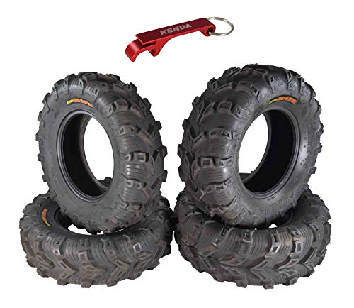 Kenda Bear Claw EVO ATV UTV All Terrain Mud Bearclaw Tires with Bottle Opener Keychain 4 Pack Set (28x9-14 Front 28x11-14 Rear)