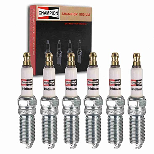6 pc Champion Iridium Spark Plugs compatible with Ford F-150 2.7L 3.5L V6 2011-2020 Ignition Wire Secondary