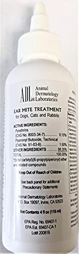 Animal Dermatology Ear Mite Treatment for Dogs & Cats - 4 ounces