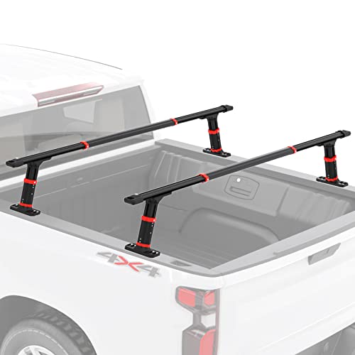 VMBQRTI Truck Ladder Rack, Aluminum Ladder Rack for Pick Up Truck with 1100lbs Capacity, Adjustable Universal Low Profile Truck Bed Ladder Rack for Kayaks Bike Rack Rooftop Tent