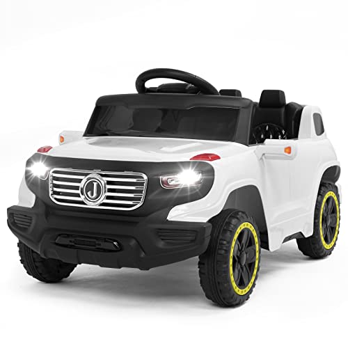 VALUE BOX Electric Remote Control Truck, Kids Toddler Ride On Cars 6V Battery Motorized Vehicles Children's Best Toy Car Safe with 3 Speeds, Music, seat Belts, LED Lights and Realistic Horns (White)