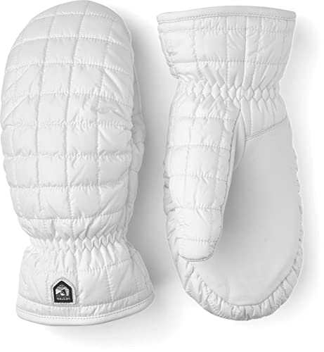 Hestra Extreme Cold Weather Winter Mittens Moon Light Primaloft Insulated Gloves, White, 7