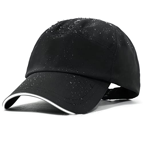 Mens Waterproof Baseball Cap Womens Rain Hat Foldable Outdoor Running Sun Fishing hat Black