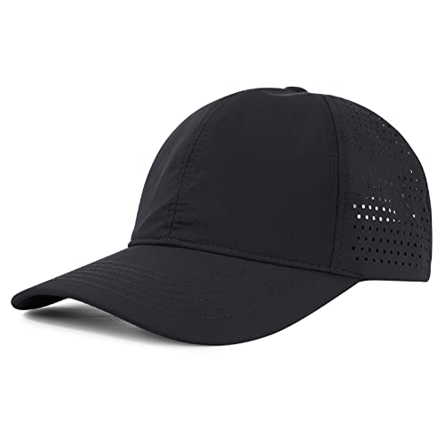 American Trends Caps for Men Women Adjustable Baseball Cap Waterproof Breathable Plain Cap Sports Golf Tennis Hats Caps Black XL
