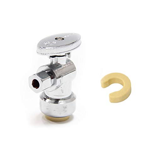 EFIELD Ice Maker/Refrigerator Stop Angle Valve: Push Fit 1/4 Turn Angle Stop Valve Water Shut Off 1/2 Push x 1/4 Inch Compression With Dismount Clip Tool