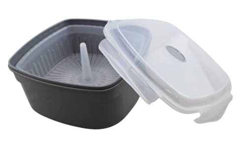 Microwave Vegetable Steamer Veggie Steamer Fish Poultry Cooker Removable Strainer and Locking Steam Vent Lid BPA Free