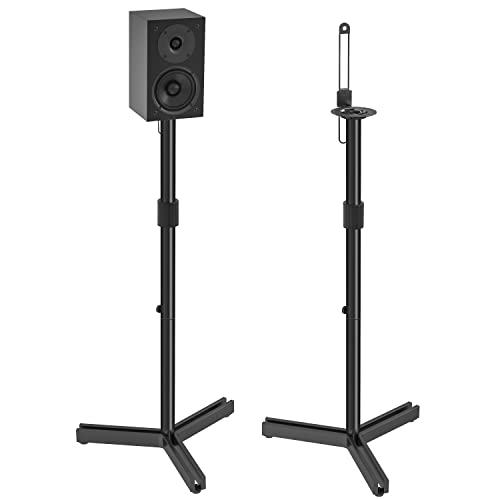 USX MOUNT Universal Speaker Stands - Height Adjustable Extend 34" to 46" for Satellite Speakers and Small Bookshelf Speakers up to 8 lbs Per Stand, 1 Pair Floor Stand for Sony Vizio Bose JBL Yamaha