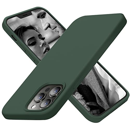 Cordking Designed for iPhone 13 Pro Max Case, Silicone Ultra Slim Shockproof Protective Phone Case with [Soft Anti-Scratch Microfiber Lining], 6.7 inch, Alpine Green