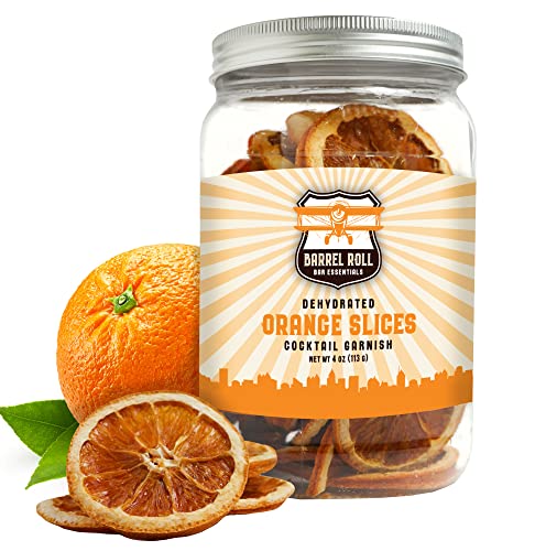 Barrel Roll Bar Essentials USA Grown Dried Orange Slices for Cocktails | 4 Ounces of Large Dehydrated Oranges | Orange Cocktail Garnish | Dried Fruit for Cocktails & Healthy Snacks | Preservative Free