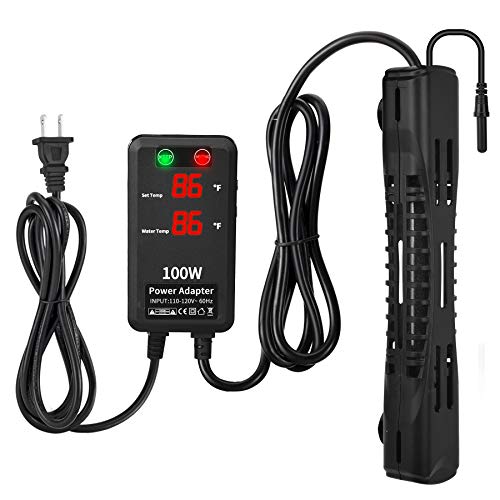 SZELAM Submersible Aquarium Heater,100W Fish Tank Heater,Intelligent Temp Probe with External Temperature Controller and Dual Temperature Display,Suitable for Marine Saltwater and Freshwater