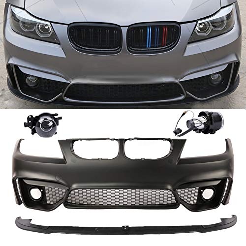 PENSUN M4 M3 F80 Look Front Bumper Fit for 2009-2011 BMW E90 E91 3-Series W/O PDC Holes W/Fog Lights(Not Fit M4 M3 F80)