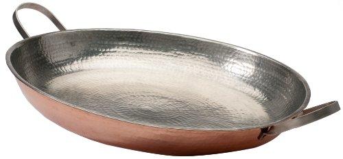 Sertodo Copper Alicante Paella Cooking Pan with Stainless Steel Handles, Hand Hammered 14 Gauge 100% Pure Copper, 12""