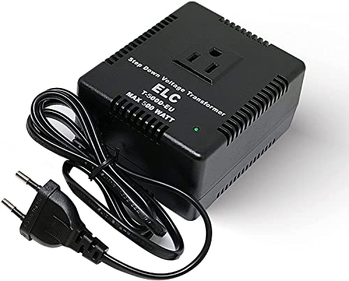 ELC 500-Watt Voltage Converter - Step Down - 220v to 110v / 240v to 120v Travel Power Converter - for Hair Straightener, Hair Dryer, Laptops and Chargers, CE Certified [3-Years Warranty]