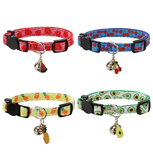 SuperBuddy Cat Collars Breakaway with Bell - 4 Pack Cat Safety Collars for Boys & Girls - Safety Buckle Kitten Collar for Pet Supplies,Stuff,Accessories