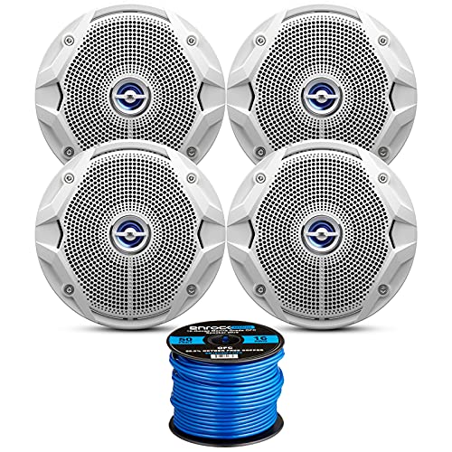 JBL 6.5" Marine Speakers (Qty 4) 2 Pairs of OEM Replacement Speakers w/ Enrock 50ft Wire (White) MS6520B