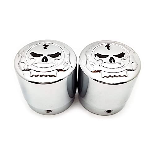 AfterMokit Front Fork Axle Shaft Nut Cover with Single Screw for Harley Road Glide Electra Glide Ultra Limited Dyna V-ROD Sportster Softail Fat Boy Breakout 1.14 inch ID 1.7 inch H Chrome 2 Pack