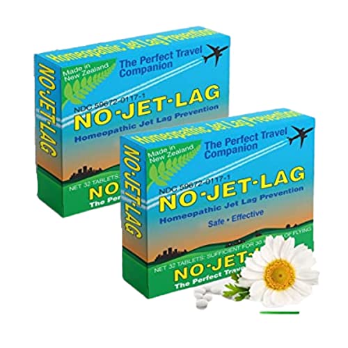 Miers Labs NO Jet Lag Homeopathic Jet Lag Remedy (2 Pack, 64 Chewable Tablets) Plant Based, Travel Must Have, Flight Essential for Jet Lag Relief, Travel Accessories