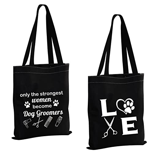 MBMSO Dog Groomer Tote Bag Pet Groomer Gifts Dog Groomer Thank You Gift Shopping Bag Dog Salon Gifts Dog Grooming Gifts (Dog Groomer TB-Black)