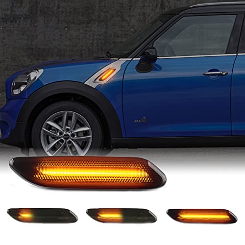 Gempro LED Front Fender Side Marker Lights Assembly Smoke Lens Turn Signal Lamp Replacement for 2011 2012 2013 2014 2015 2016 Mini Cooper R60 R61 Countryman Paceman, 2 Pcs