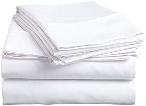 Cotton Bed Sheets - 100% Cotton - 500 Thread Count - 4-8 Inch Deep Pocket Fitted Sheet with Elastic All Around- Soft & Luxurious Hotel Quality Sheets(White Solid - Queen)