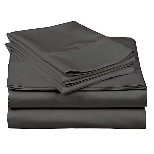 4 PC Bedding Sheet Set 6-10" Deep Pocket 400 TC 100% Cotton for RV- Trucks, Campers, Airstream, Bus, Boat and motorhomes Easy to fit in RV-Mattress Dark Grey Solid (60 x 75) RV Short Queen