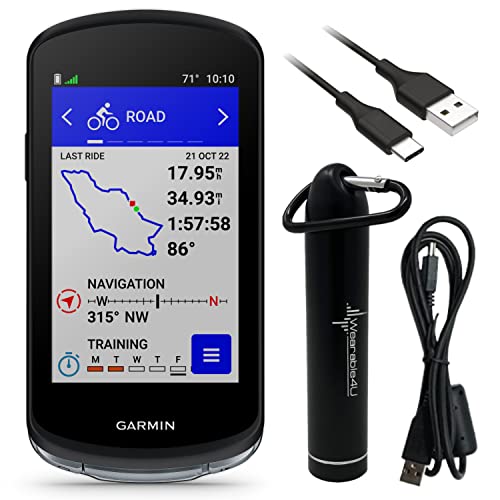 Garmin Edge 1040 GPS Bike Computer, On and Off-Road, Spot-On Accuracy with Wearable4U E-Bank Bundle