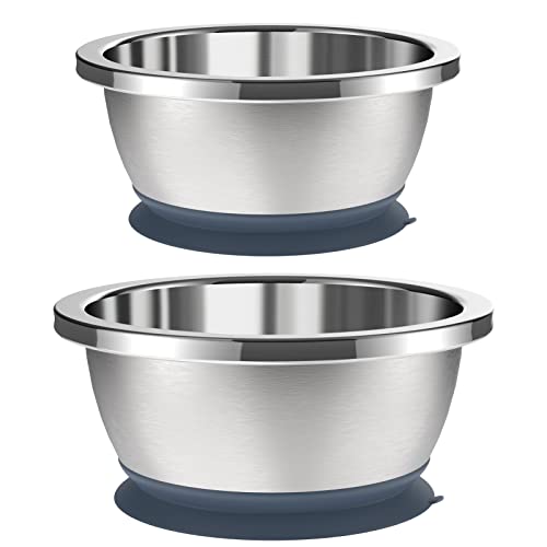 Megeo Dog Bowls Medium Sized Dog, Stainless Steel Dog Bowl with Nonslip Rubber Base for Food and Water, Metal Dog Bowls, Dishwasher Safe, Easy to Clean (Set of 2)