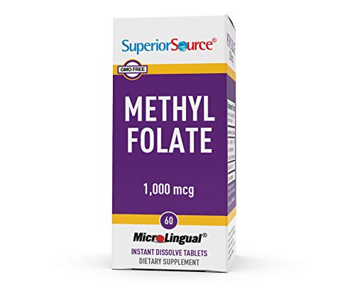 Superior Source Methylfolate 5-MTHF 1000 mcg, Quick Dissolve Sublingual Tablets, 60 Ct, Biologically Active Form of Folate, Cardiovascular Health, Energy Metabolism & Prenatal Development, Non-GMO