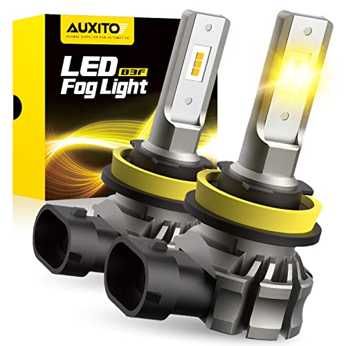 AUXITO H11/H8/H16 LED Fog Light Bulbs or DRL, 6000 Lumens 3000K Amber Yellow Light, 300% Brightness, CSP LED Chips Fog Lamps Replacement for Cars, Play and Plug (Pack of 2)