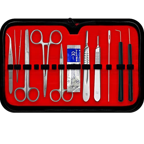 DEXSUR 30 Pcs Advanced Dissection Kit Biology Lab Anatomy Dissecting Set for Medical Students and Veterinary with Stainless Steel Scalpel Knife Handle Blades