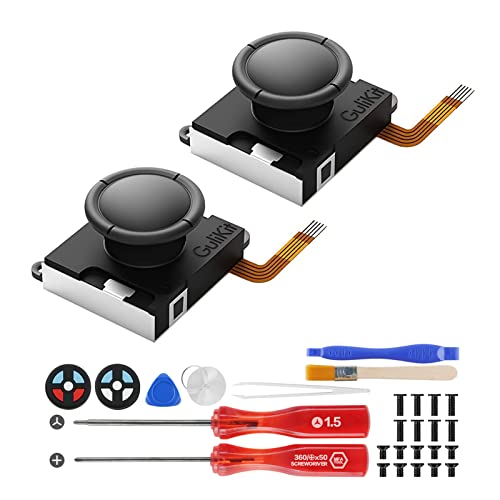 GuliKit Hall Switch Joystick Replacement for Switch Joycon Controller&Switch OLED&Switch Lite, No Drift, Left/Right Hall Sensor Joystick with Repair Kit/Tool and Thumb sticks Cap
