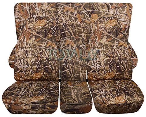 TOTALLY COVERS Compatible with 2002-2005 (3rd Gen) Dodge Ram 1500/2500/3500 Camo Truck Seat Covers (40/20/40 Split Front & Solid or 40/60 Rear Bench) w Center Console - Full Set: Wetland (16 Prints)