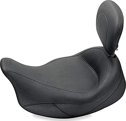 Mustang Motorcycle Seats 79446 Super Touring Solo Seat with Driver Backrest for Harley-Davidson Electra Glide Standard, Road Glide, Road King & Street Glide 2008-'21, Original, Black, Extended Reach
