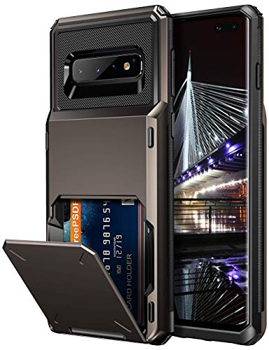 Vofolen Case for Galaxy S10 Plus Case Wallet [4 Card Pocket] Card Holder Slot Anti-scratch Dual Layer Protective Bumper Tough Rubber Armor Hard Shell Cover Case for Samsung Galaxy S10 Plus (Gun Metal)