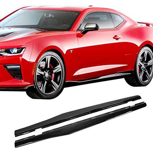 Auraroad Side Skirts Compatible with 2010-2015 Chevy Camaro SS LS LT,Rocker Panel for 5th Gen Camaro ZL1 Style Side Skirts Only Fit for 2 DoorsGloss Black