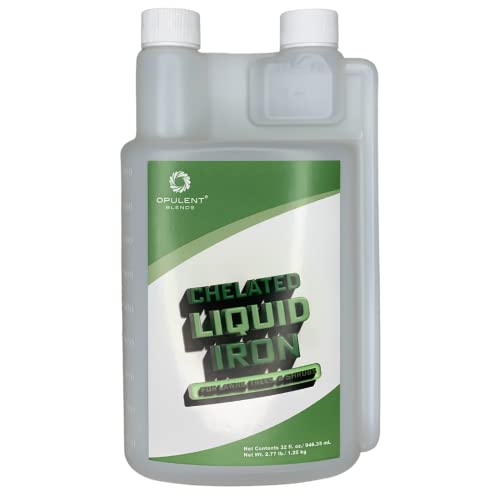 Opulent Blends Chelated Liquid Iron (32 fl. oz.) - Liquid Chelated Iron for Lawns, Trees, and Shrubs - 6.5% Iron - EDTA Free - Made in The U.S.A.