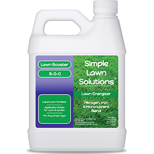 Commercial Grade Lawn Energizer Iron Nitrogen Micronutrient Booster - Liquid Turf Concentrated Fertilizer - Lawn, Garden, and Indoor Plants - Any Grass Type - Simple Lawn Solutions- 1 Quart