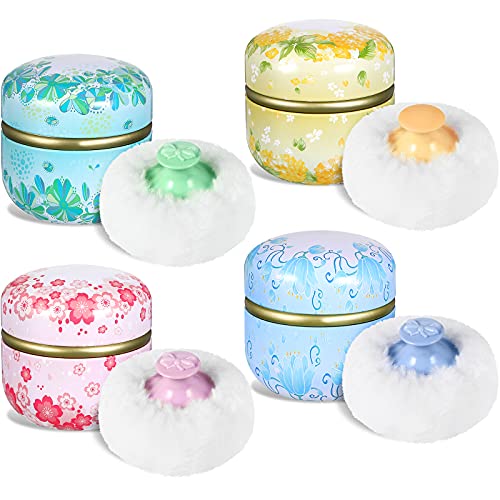 8 Pieces Powder Case Powder Puff Kit Powder Puff Case for Body Cosmetic Powder Container Dusting Powder Case Soft Powder Puff for Baby and Women Travel Home Face Body Powder Box