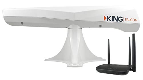 KING KF1000 Falcon Automatic Directional WiFi Antenna with WiFiMax Router and Range Extender - White