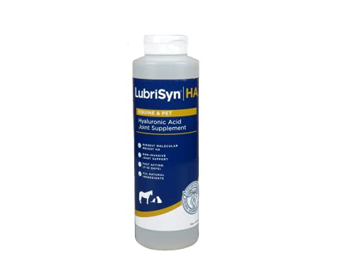 LubriSynHA Hyaluronic Acid Pet & Equine Joint Formula 16oz - All-Natural, High-Molecular Weight Liquid Hyaluronan - Joint Support for Horses, Dogs, Cats - Promotes Healthy Joint Function, Made in USA